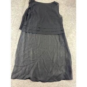 Bebe 100% Silk Chiffon Top Sheer Train Layered Black Going Out Sexy Womens S